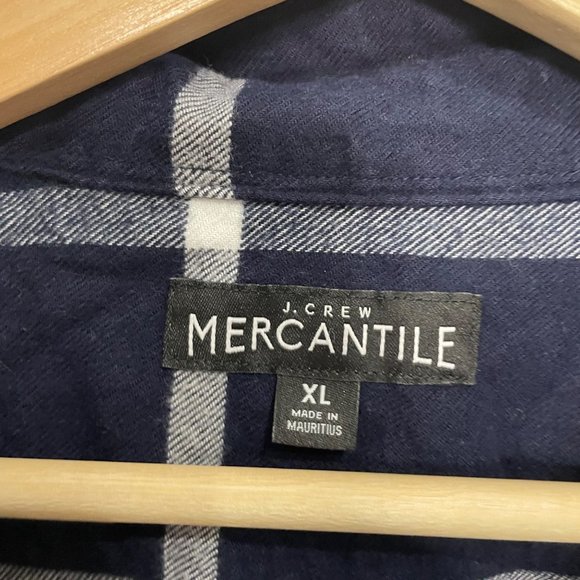 J.CREW MERCANTILE navy plaid slim fit long sleeve flannel size XL - Picture 5 of 6